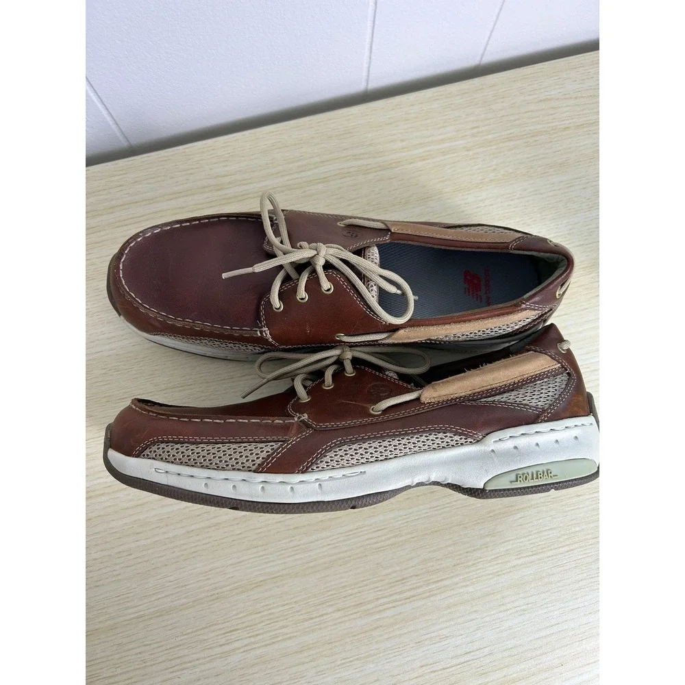 Dunham‎ Captain Leather Boat Shoes Mens 11.5 Brown Mesh Rollbar Nautical